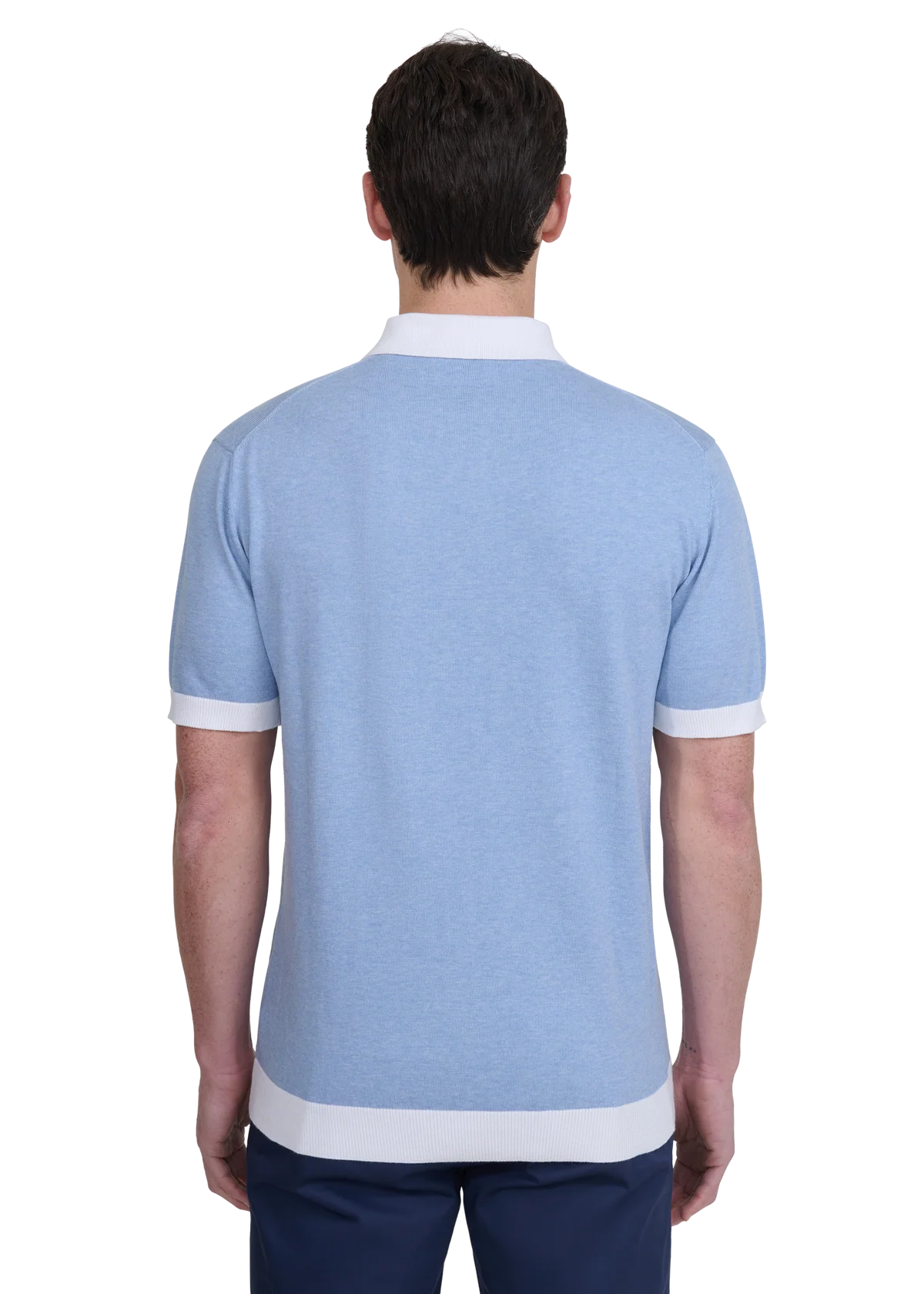 Sandbanks 3-Button Knitted Polo Shirt Blue – Nigel Holmes Menswear