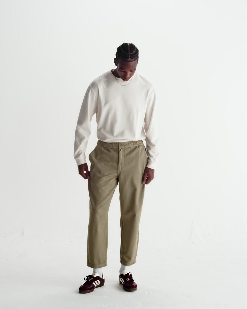 WAX London Kurt - Light Khaki Organic Cotton Trousers
