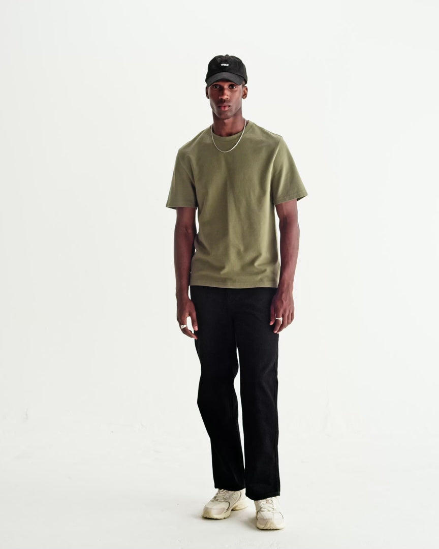 WAX London Dean - Green Textured Organic Cotton T-Shirt