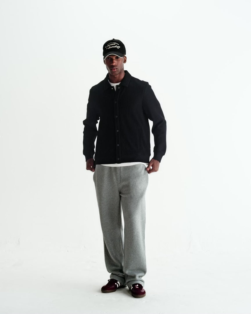 WAX London Hays - Black Structured Waffle Overshirt