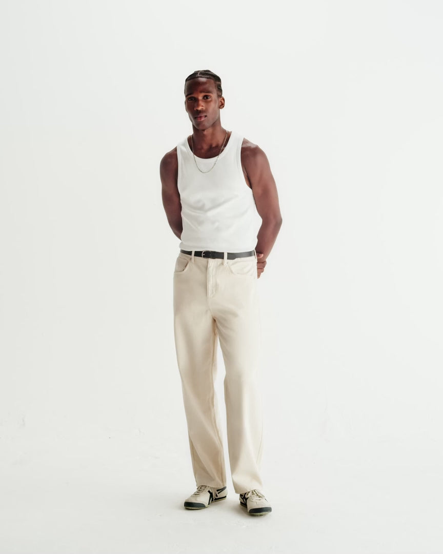 WAX London Montague - White Ribbed Organic Cotton Vest