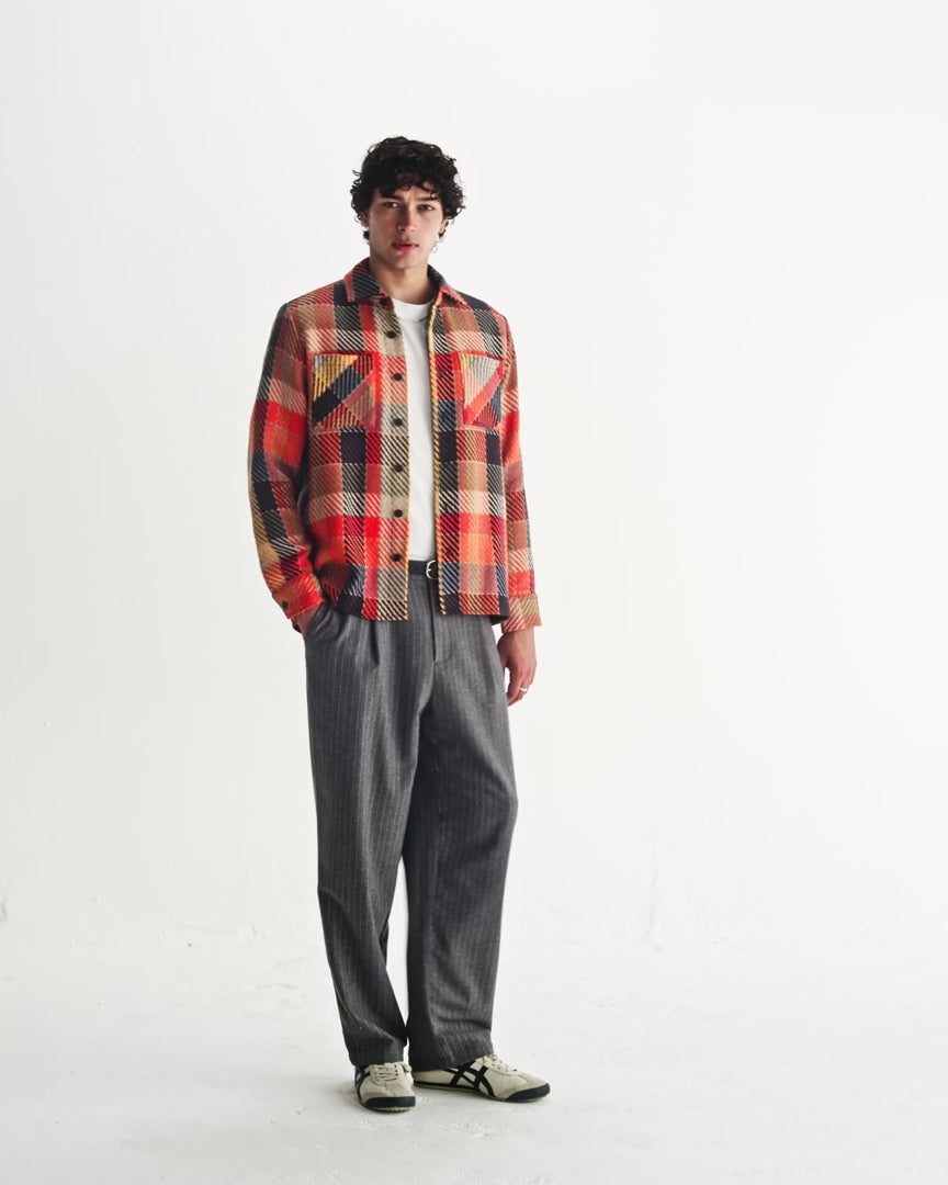 WAX London Whiting - Orange Pike Check Overshirt